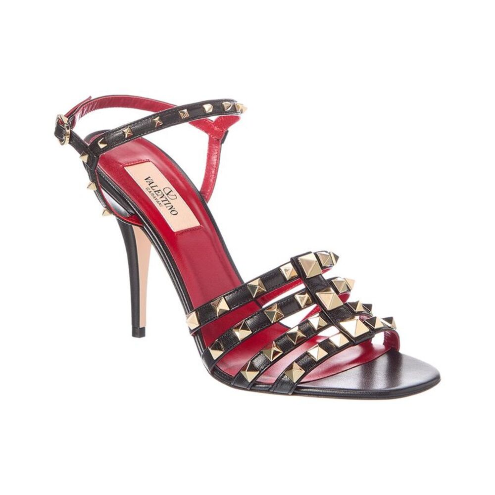 Valentino Rockstud 100 Leather Sandal, Black